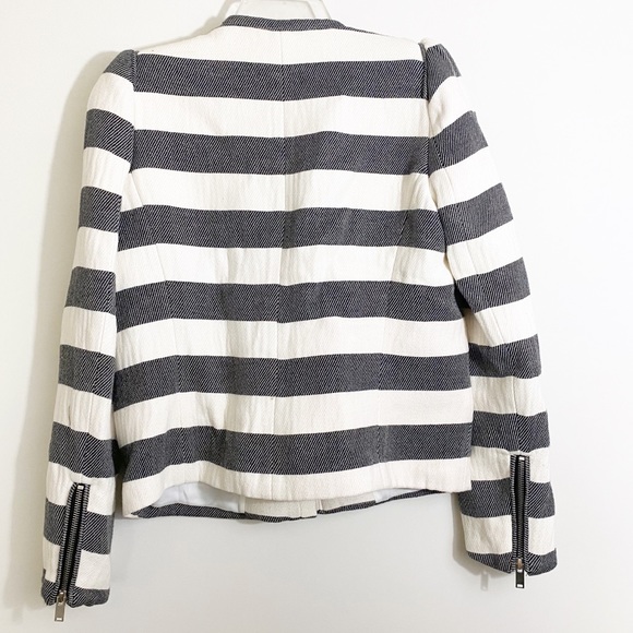 Zara Color Block Stripe Zip Blazer Small - Picture 3 of 10